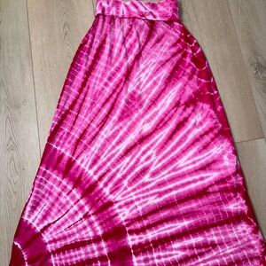 Pink Tie-Dye Maxi Skirt
